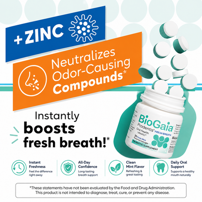 BioGaia Fresh Breath Dental Probiotic Lozenges with Zinc