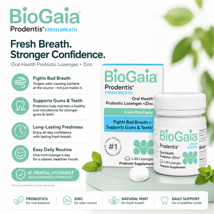 BioGaia Fresh Breath Dental Probiotic Lozenges with Zinc