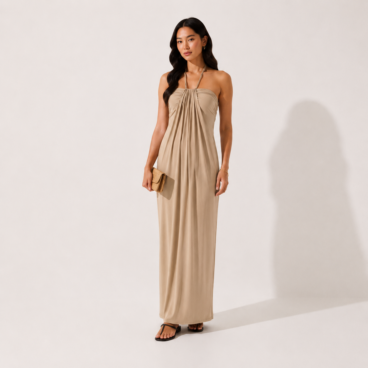 TRUEMADE™ Halter Tie Back Maxi Dress with Pockets