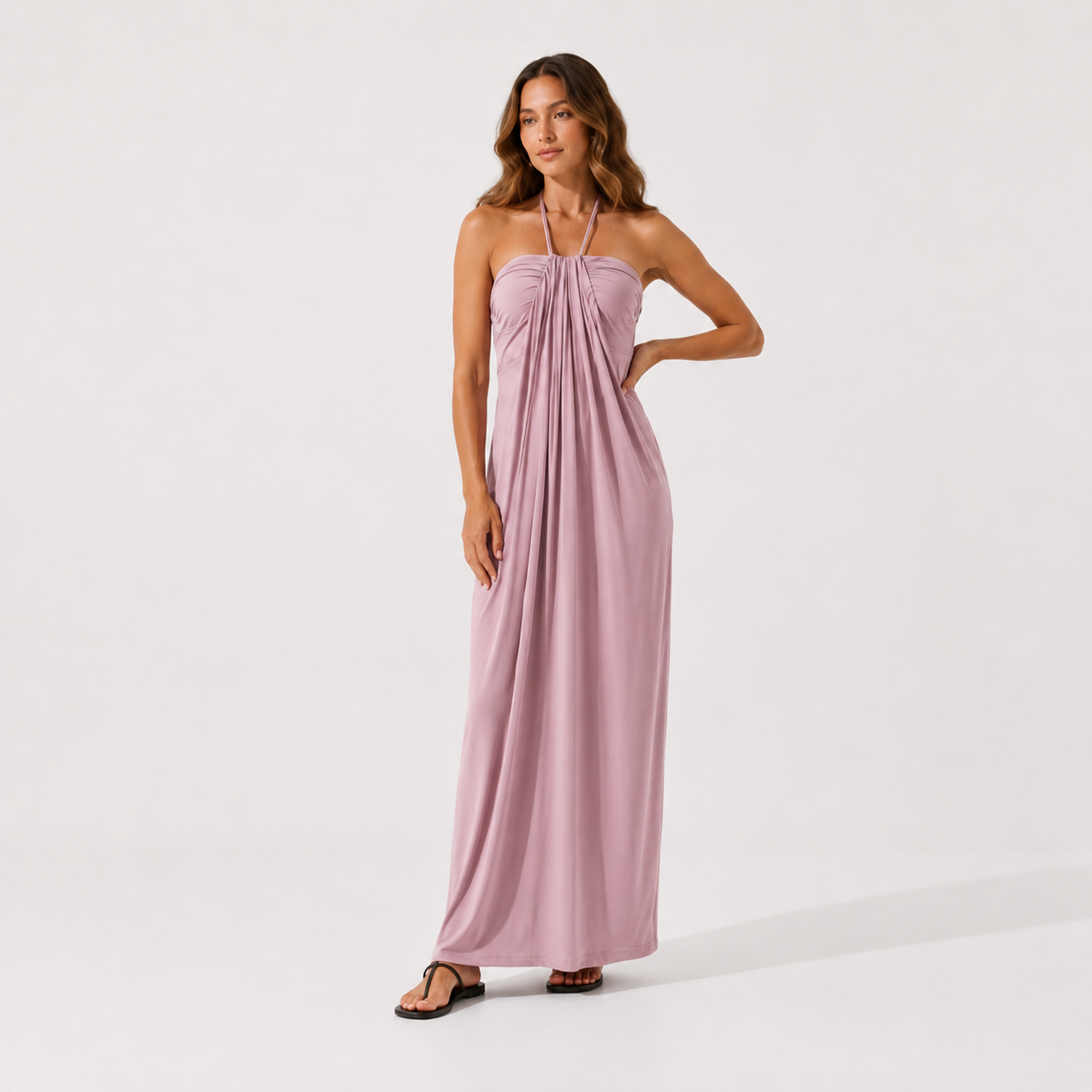 TRUEMADE™ Halter Tie Back Maxi Dress with Pockets