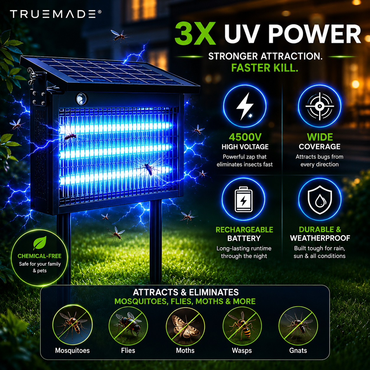 TRUEMADE™ Outdoor Solar Bug Zapper