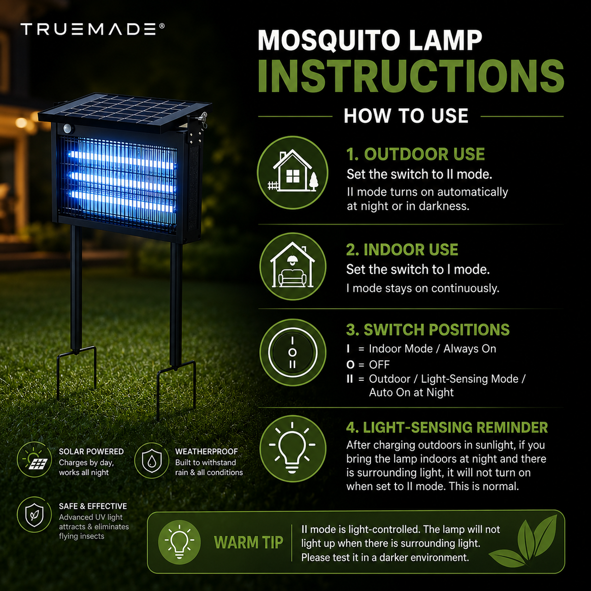 TRUEMADE™ Outdoor Solar Bug Zapper