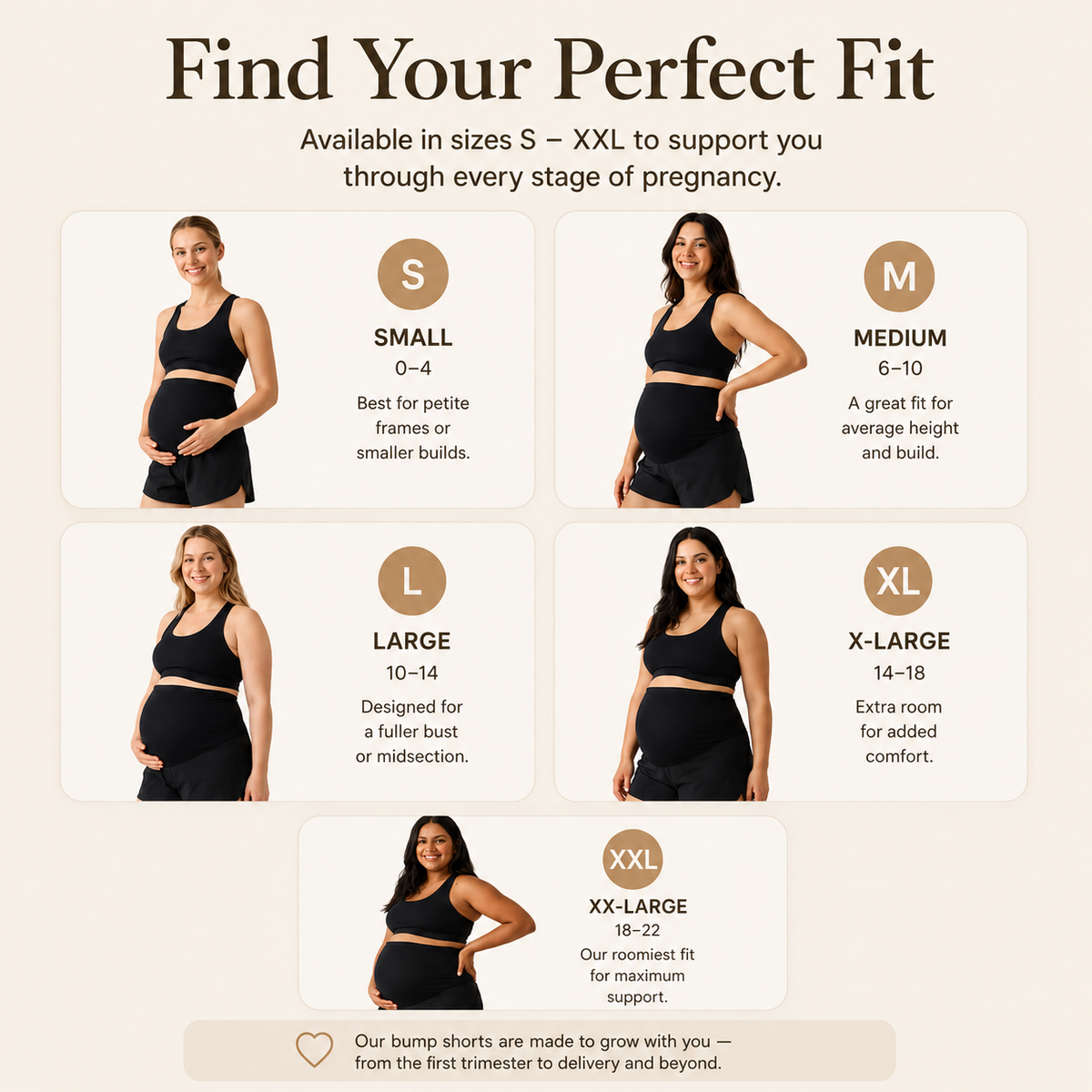 TRUEMADE™ Maternity Bump Shorts | Non-Roll Over-Belly Support